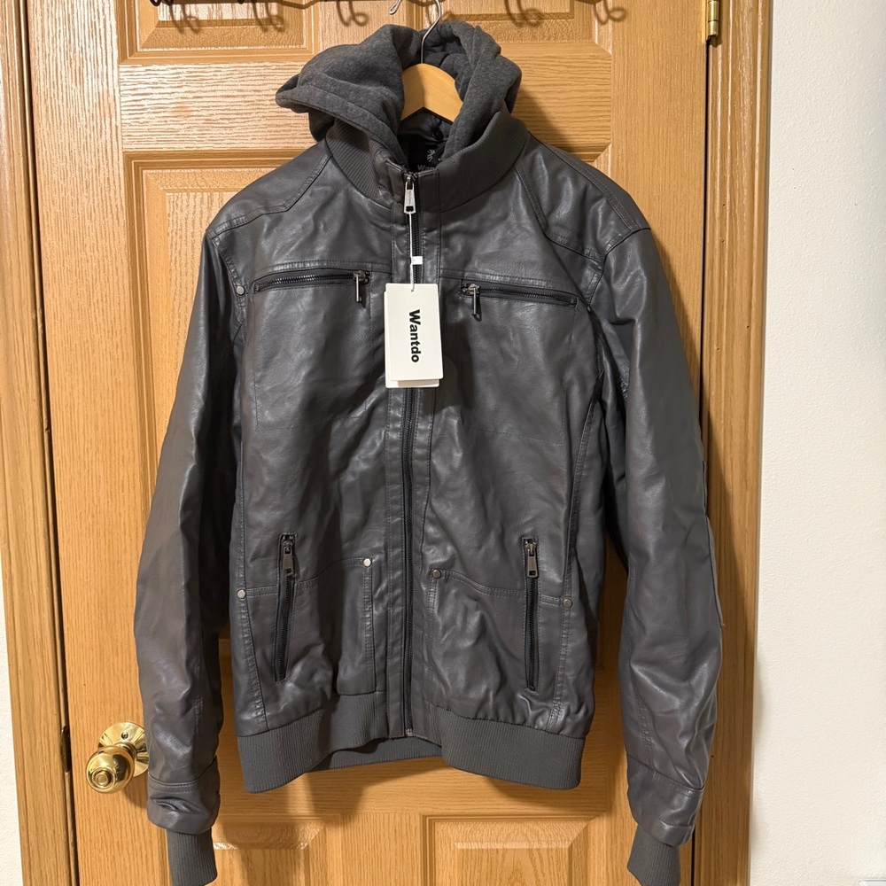 Men's Charcoal Hooded Jacket - Picture 2 of 11